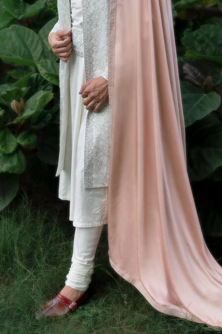 Jatin Malik Ivory Linen, Silk Cut Work, Embroidery Floral Sherwani Set Online at Aza Fashions Jatin Malik_Ivory Linen, Silk Cut Work, Embroidery Floral Sherwani Set _Online_at_Aza_Fashions