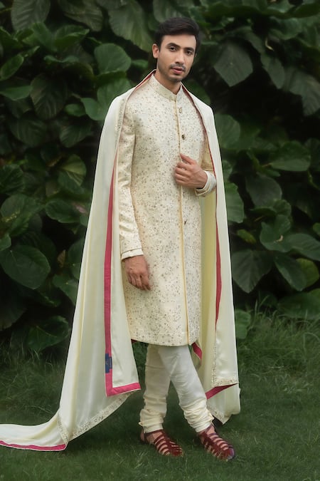 Jatin Malik Floral Embroidered Sherwani Set 