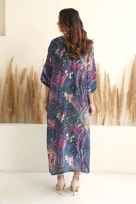 Meghna Panchmatia Silk Abstract Print Kaftan 