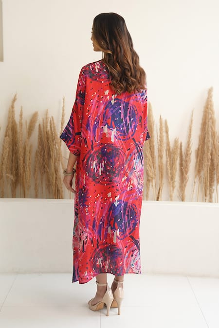 Meghna Panchmatia Abstract Print Asymmetric Kaftan 