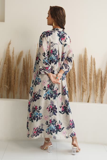 Meghna Panchmatia Abstract Print Dress With Jacket 