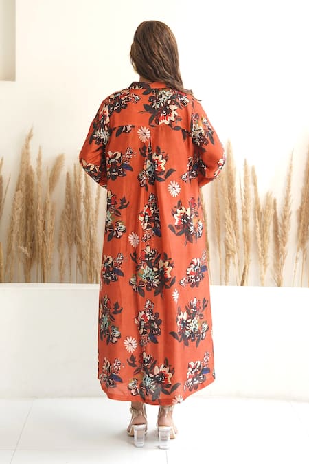 Meghna Panchmatia Silk Abstract Print Dress With Jacket 