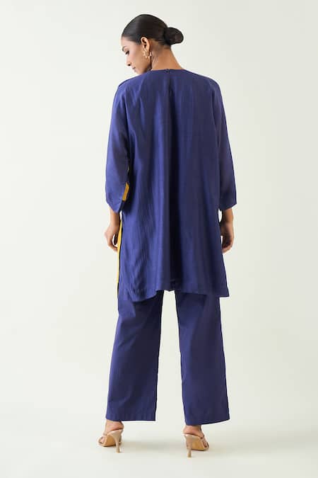 Shop Shivani Bhargava Purple Cotton Silk Sequin Round Jeeva Detailed Tunic With Pant at Aza Fashions Shop_Shivani Bhargava_Purple Cotton Silk Sequin Round Jeeva Detailed Tunic With Pant _at_Aza_Fashions