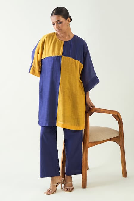 Shivani Bhargava Purple Cotton Silk Sequin Round Jeeva Detailed Tunic With Pant at Aza Fashions Shivani Bhargava_Purple Cotton Silk Sequin Round Jeeva Detailed Tunic With Pant _at_Aza_Fashions