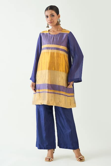 Shivani Bhargava Mira Zari Stripe Detailed Kurta With Pant 