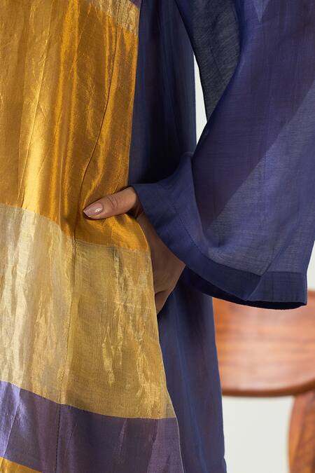 Buy Shivani Bhargava Purple Silk Zari Round Mira Stripe Detailed Kurta With Pant Buy_Shivani Bhargava_Purple Silk Zari Round Mira Stripe Detailed Kurta With Pant