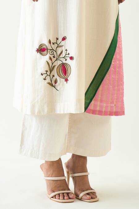 Shop Shivani Bhargava Ivory Cotton Silk Hand Embroidered Anaar Round Mohini Kurta Set Online at Aza Fashions Shop_Shivani Bhargava_Ivory Cotton Silk Hand Embroidered Anaar Round Mohini Kurta Set _Online_at_Aza_Fashions