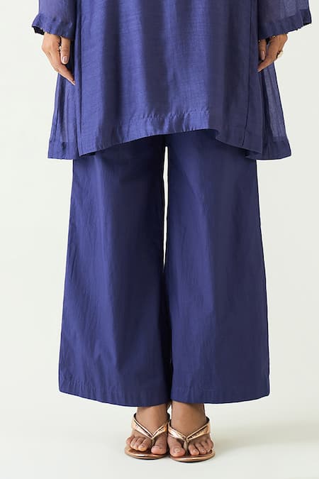 Shivani Bhargava_Purple Cotton, Silk Cut Work, Embroidery Round Neck Siya Hand Kurta With Pant _Online_at_Aza_Fashions