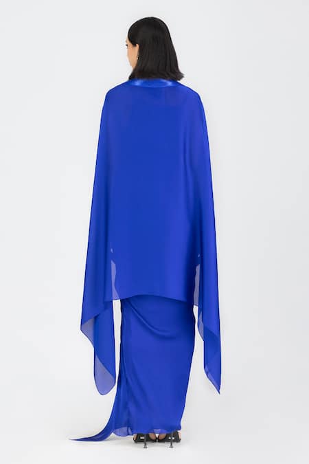 Amit Aggarwal Metallic Draped Cape With Belt 