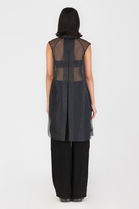 Amit Aggarwal Metallic Pleated Black Cape 