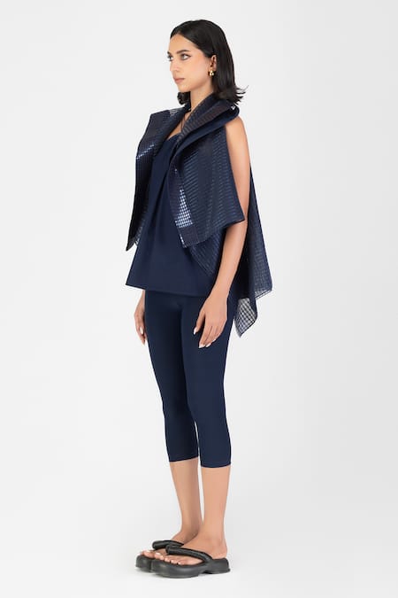 Buy_Amit Aggarwal_Blue Metallic Embellished Cape _Online_at_Aza_Fashions