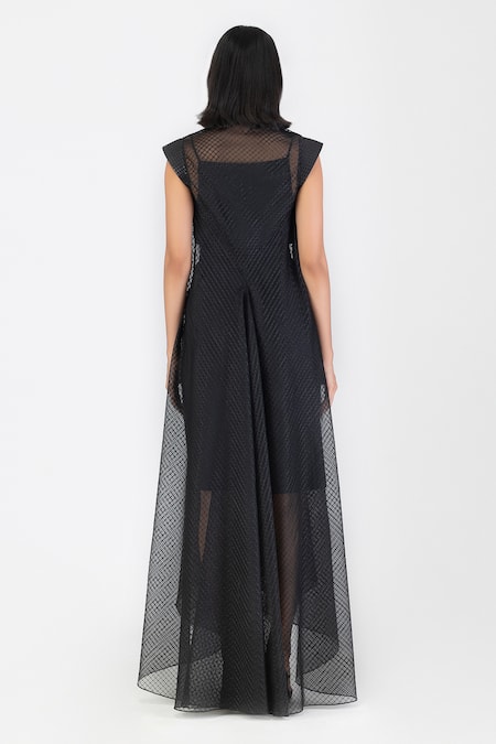 Amit Aggarwal Sheer Checkered Woven Dress 