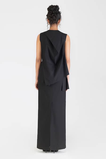 Amit Aggarwal Round Neck Pleated Designer Top 