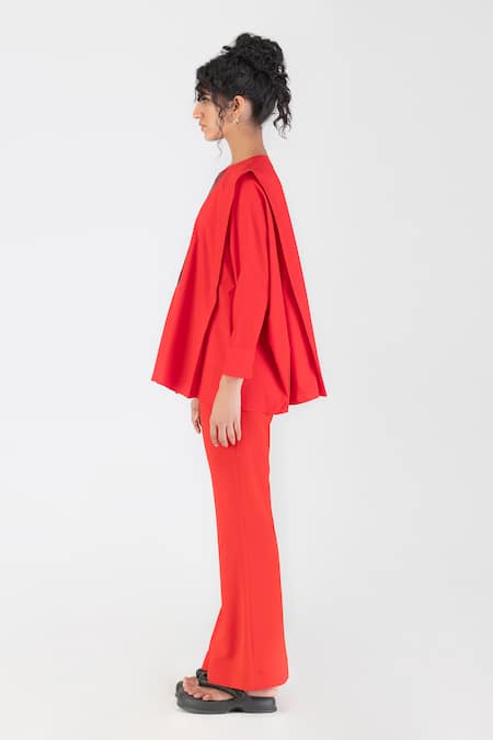 Buy Amit Aggarwal Red Poplin Metallic Thread Collared Tape Embellished Shirt Online at Aza Fashions Buy_Amit Aggarwal_Red Poplin Metallic Thread Collared Tape Embellished Shirt _Online_at_Aza_Fashions