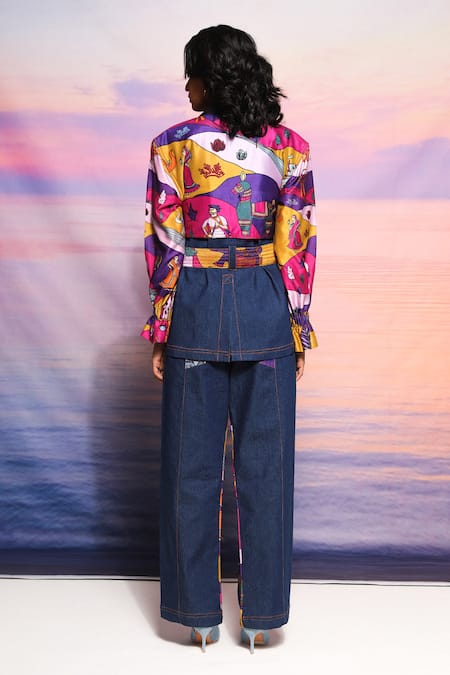 Ananya Agrawal Label Printed Panel Trench & Trouser Set 