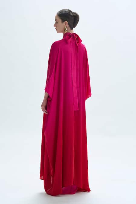 Shop Aroka Pink Modal, Satin Open Neck Ombre Luna Kimono Overlay at Aza Fashions Shop_Aroka_Pink Modal, Satin Open Neck Ombre Luna Kimono Overlay_at_Aza_Fashions