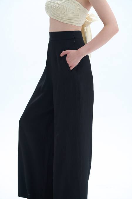 Aroka Black Crepe Straight Fit Moroccan Pant Online at Aza Fashions Aroka_Black Crepe Straight Fit Moroccan Pant_Online_at_Aza_Fashions