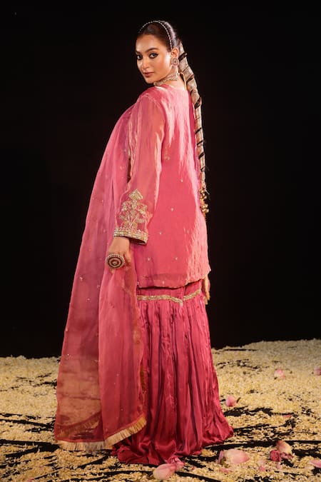 Gul By Aishwarya Damask Fleur Embroidered Kurta Gharara Set 