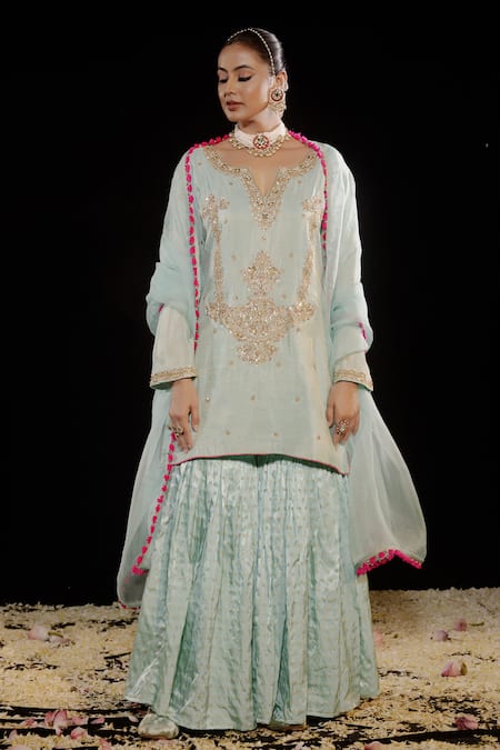 Gul By Aishwarya Blossom Crest Embroidered Kurta Gharara Set 