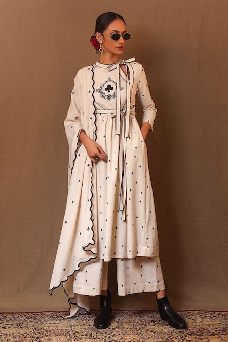 MATI Cotton Spade Embroidered Anarkali Set 