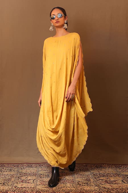 MATI Zari Embroidered Cowl Dress 