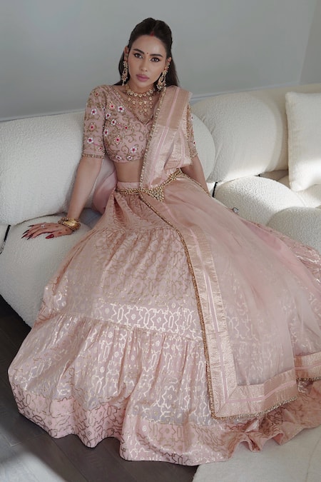 Neha Khullar Chanderi Banarasi Bridal Lehenga Set 