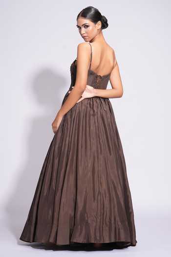Shruti S Cutdana Embroidered Yoke Gown 