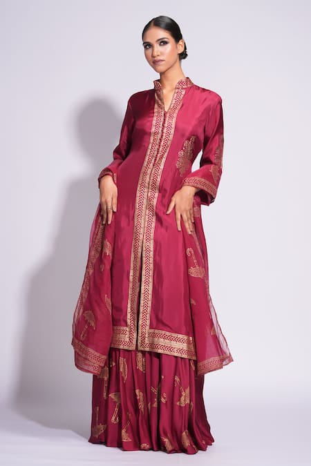 Shruti S Hand Block Printed Kurta Sharara Set 