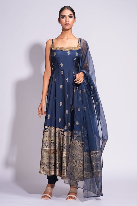 Shruti S Hand Block Printed Anarkali Set 