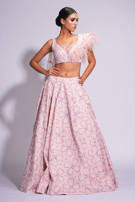 Shruti S Pink Lehenga Silk Embroidered Sequin Round On Set 