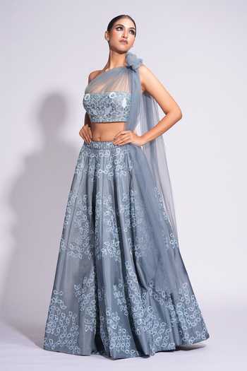 Shruti S Upcycled Sequin Embroidered Lehenga Set 