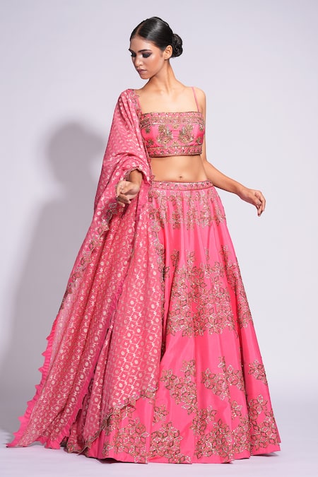 Shruti S Floral Embroidered Lehenga Set 