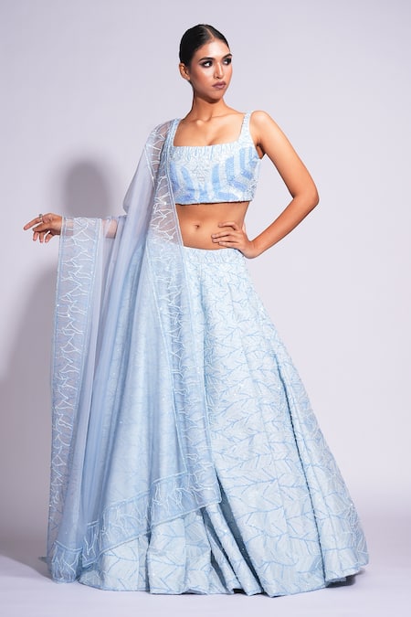 Shruti S Blue Lehenga And Blouse Silk Embroidered Sequin Square On Set 