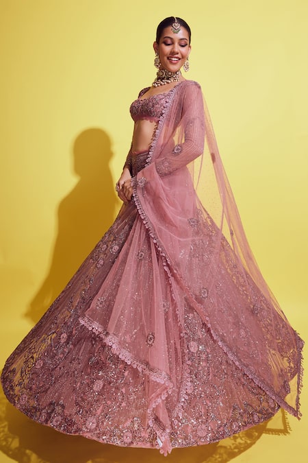 Buy Awigna Pink Net Sequins, Crystals, Beads, Cut Work 3d Flora Embroidered Lehenga Set Online at Aza Fashions Buy_Awigna_Pink Net Sequins, Crystals, Beads, Cut Work 3d Flora Embroidered Lehenga Set _Online_at_Aza_Fashions
