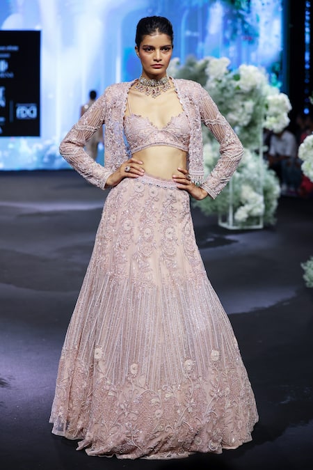 Awigna Romania Petunia Embroidered Jacket & Lehenga Set 