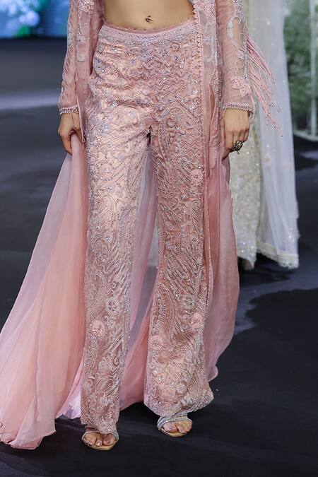 Awigna Pink Organza, Net, Satin Sequins, Beads Spain Glory Embroidered Cape And Pant Set at Aza Fashions Awigna_Pink Organza, Net, Satin Sequins, Beads Spain Glory Embroidered Cape And Pant Set _at_Aza_Fashions
