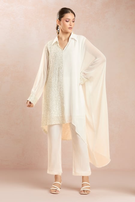 Two Sisters By Gyans x AZA Sequin Embellished Kaftan & Pant Set 