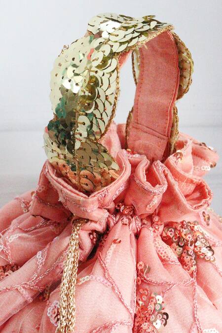 Shop_Soho Boho Studio By Aarti Thakur_Pink Embroidered Vine Potli _Online_at_Aza_Fashions