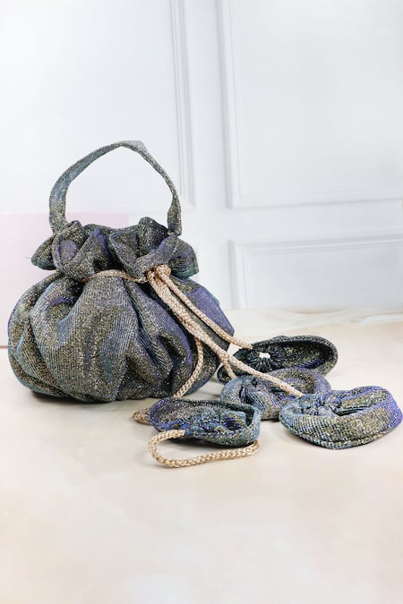 Soho Boho Studio By Aarti Thakur Metallic Textured Potli 