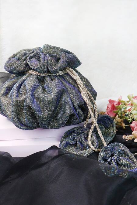 Shop_Soho Boho Studio By Aarti Thakur_Gold Textured Metallic Potli _Online_at_Aza_Fashions