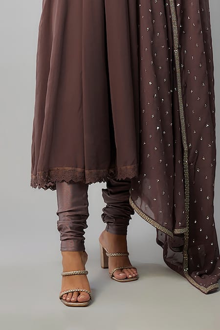 Buy_FATIZ_Purple Georgette, Lycra Sequins, Beads Glass Embroidered Anarkali Churidar Set _Online_at_Aza_Fashions