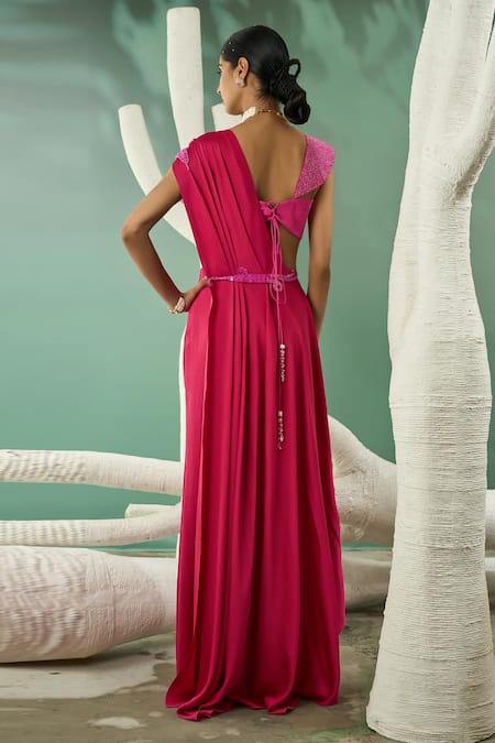 One Knot One By Ashna Pre-Draped Skirt Saree With Embroidered Blouse 