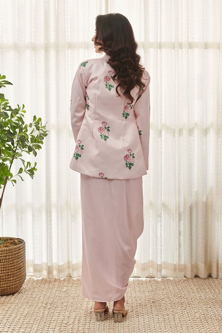 Pasha India Polka Dot Printed Saree Dress With Blazer 