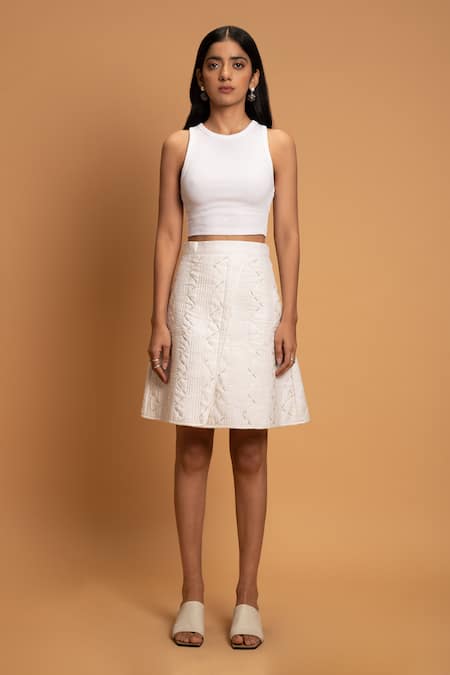 Khajoor Studio Snow Quilted Skirt 