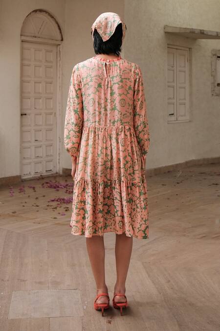 Khajoor Studio Floral Print Tiered Dress 