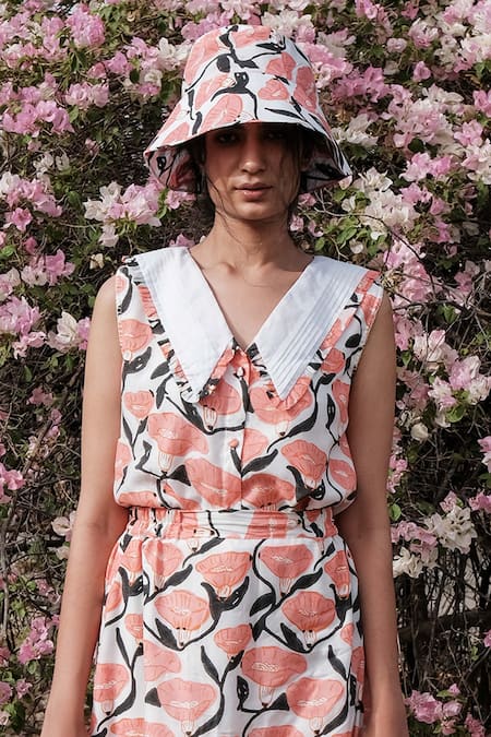 Khajoor Studio White Silk Floral Print Maxi Skirt Online at Aza Fashions Khajoor Studio_White Silk Floral Print Maxi Skirt _Online_at_Aza_Fashions