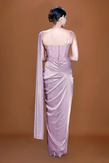 Neeta Lulla 3D Floral Embroidered Draped Saree Gown 