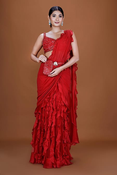 Neeta Lulla Ariella Ruffle Concept Saree With Blouse 