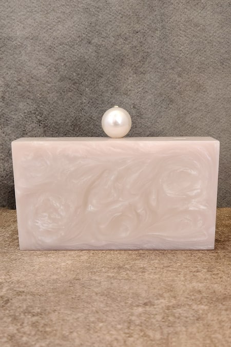 Shop Adwita Bags & Jewels White Crystal Saga Embellished Clutch Bag at Aza Fashions Shop_Adwita Bags & Jewels_White Crystal Saga Embellished Clutch Bag _at_Aza_Fashions