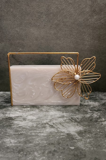 ADWITA BAGS & JEWELS Floral Saga Blossom Handle Clutch 